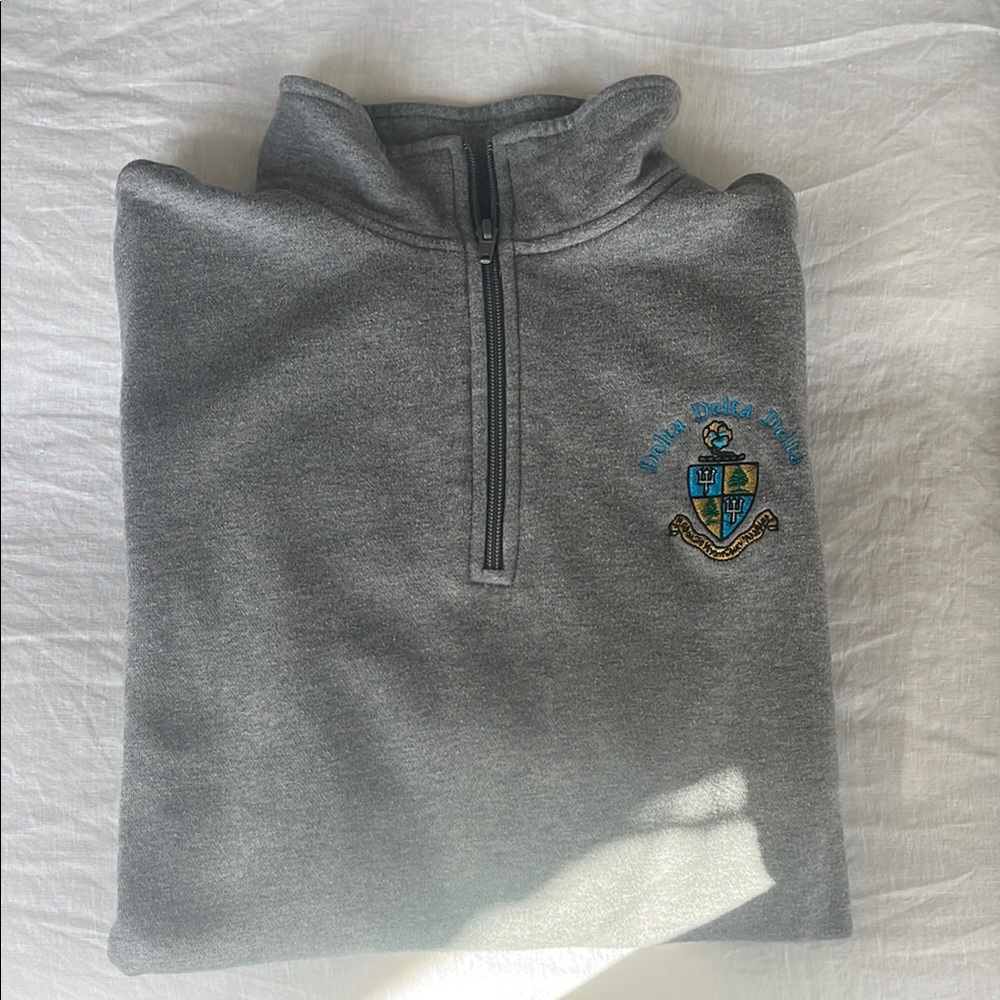 Delta Delta Delta Gray Quarter-Zip Sweater